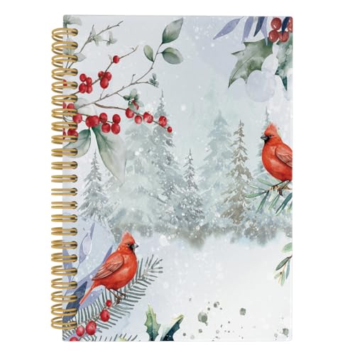 ANIANG Christmas Notebook, Memory Journal Notebook, Notebook Gifts for Christmas, Red Cardinal Gifts for Women 5.5"x8.3" 164pages Lined Notebooks College Ruled, Christmas Office School Supplies