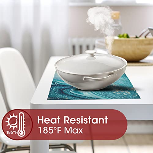 Placemats For Dining Table Set Of 4, Washable Heat Resistant Table Place Mats Non-Slip Waterproof Linen Placemats Decoration For Kitchen Dining Table 18 X 12 Inch, Marble #TOP3