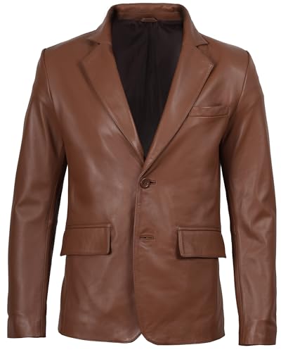 Image of Decrum Lambskin Leather Blazer for Men - Genuine Leather Sport Coat for Formal & Business Casual