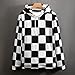 Bagea-Ka Black White Race Checkered Flag Pattern Unisex Hoodie Sweatshirt Pullover with Pockets 3D Print for Men Women M