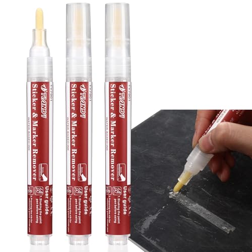 Marspark 3 Pcs Adhesive Remover Pens for Sticky Residues Multi-Surface Sticker Removal Marker Remover for Furniture Tile Floor Glue Tape Decal Label Sticker