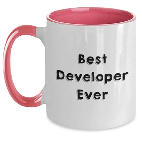 Christmas Unique Gifts for Best Developer Ever Funny Quote, Developer Gifts from Friends, Two Tone Coffee Mug for Men, Best Developer Ever Quote Funny