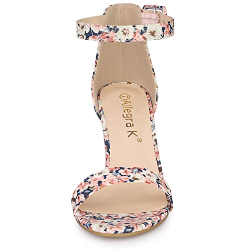 Image of Allegra K Women's Floral Print Open Toe Block High Heels Summer Sandals