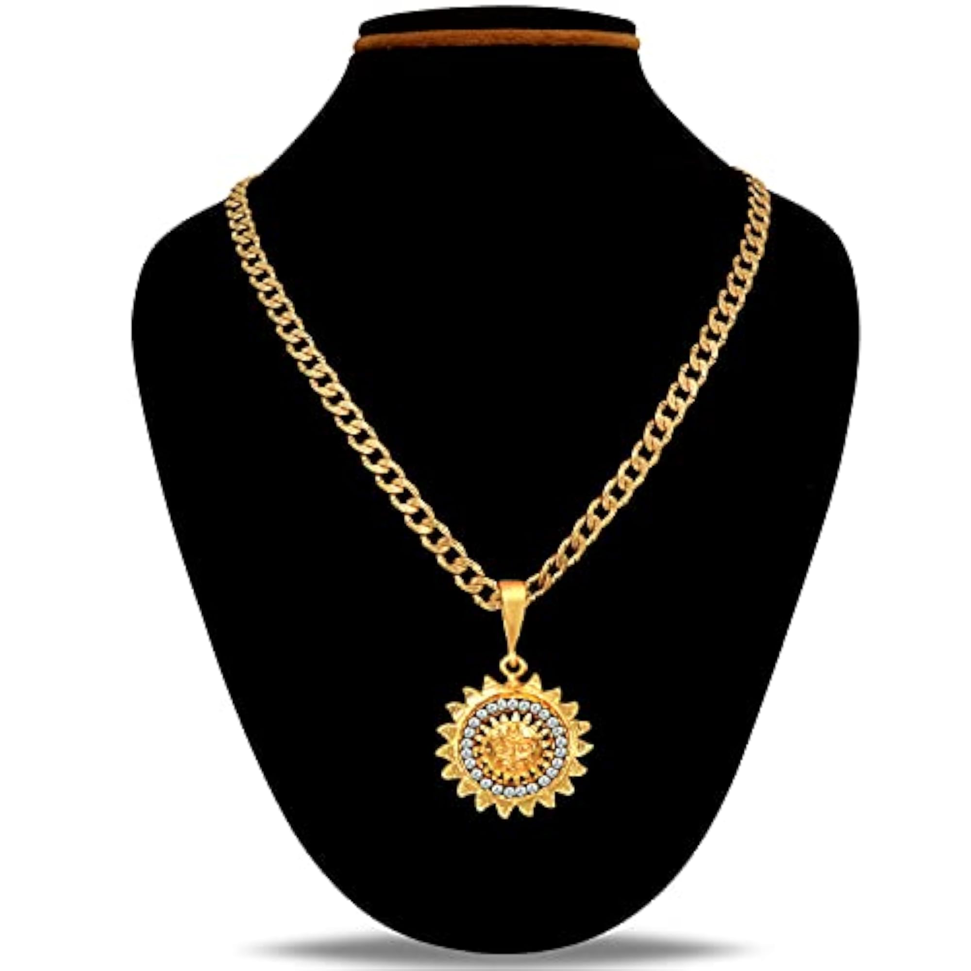 Men's Gold Plated Chain Locket Pendant Necklace