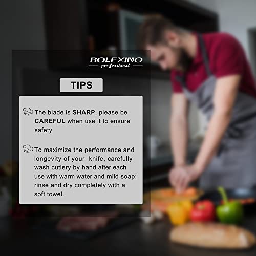 Bolexino 8 Inch Japanese High Carbon Stainless Steel Chef Knife, Professional Extra Sharp Wide Cook Knife With Non-Slip Ergonomic Handle, For Kitchen Home Restaurant #TOP5