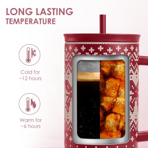 Image of Christmas Bow Stainless Steel Slider Tumbler with Handle 40 Ounces with Lid, Travel Cup, Insulated Bottles for Girls Women