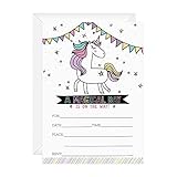 Rainbow Unicorn Party Invites / 25 Cards With White Envelopes/Magical Whimsical Invitations/Fill In...