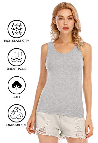 Orrpally Basic Tank Tops For Women Undershirts Tanks Top Lightweight Camis Tank Tops 4-Pack Black Gray Dark Blue Wine Red L #TOP4