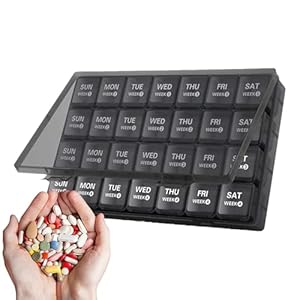 28 Day Med Organizer, Portable Pill Holder, Travel Medicine Box, Dust-Proof Pill Planner, Kids Medication Organizer, Monthly Pill Container Personal Pill Organizers, Medication Box Organizer For Pills