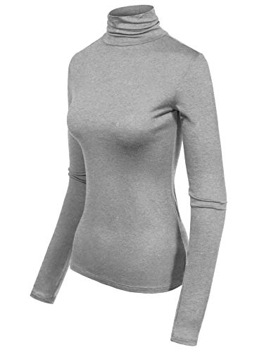 Image of MixMatchy Women's Slim Lightweight Long Sleeve Pullover Turtleneck Mock Shirts Base Layer Undershirts Active Tops