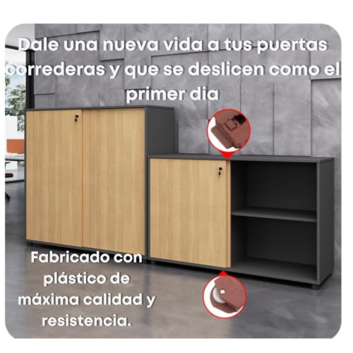 Miniatura 5 de Kit Puertas Correderas Armario. 4uds . Kit Ruedas Puerta Corredera Válido Para 2 Puertas. Guia Puerta Corredera Para Muebles. Alburan