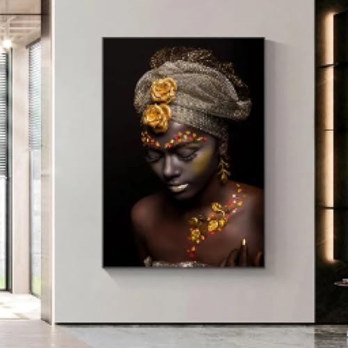 Peinture de salon femme africaine déco scandinave 70x100 cm