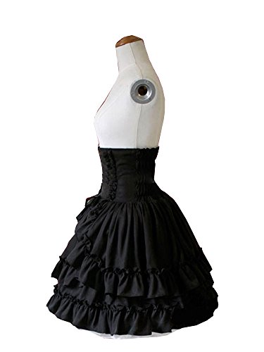 Antaina Black High-Waisted Gothic Layered Ruffled Cotton Lolita Short Skirts4