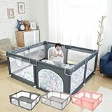 ベビーサークル 大型 【1m80cm×1m50cm】 (ライトグレー)