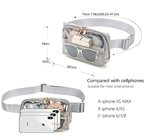 Image of Clear Belt Bag Stadium Approved for Women Men - Fanny Pack With Adjustable Strap, Crossbody Waist Bag for Concerts, Sports, Travelling, Hiking, Running (Grey)