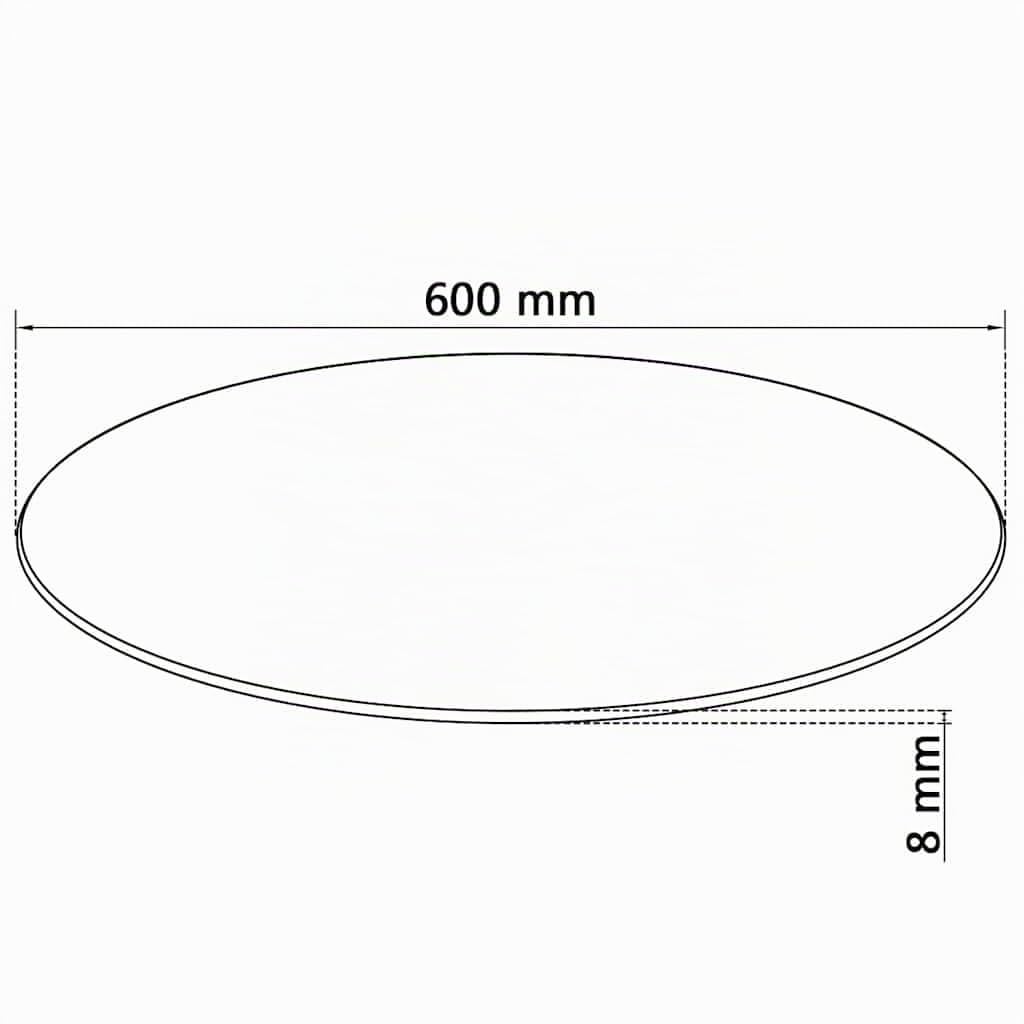 vidaXL Plateau de Table, Ø 600 mm, Verre Trempé, sans Montage, Transparent, Rond, 8 mm d’Épaisseur, Protection de Remplacement, Plateau de Table Robuste