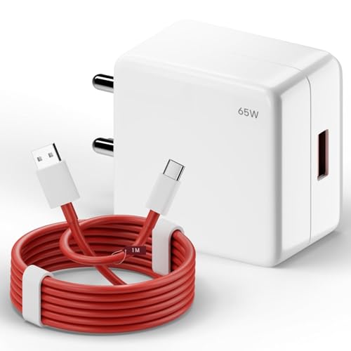 Image of 65w SuperVOOC Fast Charger with Type-C Cable | OnePlus Charger 100W Original Fast Charging Adapter Compatible with OnePlus,Realme,Xiaomi,Poco,iQOO | Supports Warp Dash VOOC QC 3.0