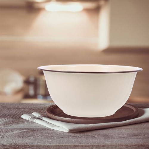 Tazón esmaltado beige 24 cm vintage para cocina miniatura 3