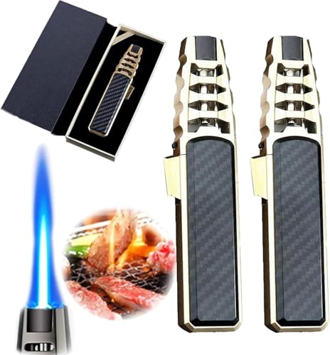 UDEXU Encendedor de butano a Prueba de Viento, de Gas Brillante, Largo, Recargable, con Forma de bolígrafo, for fogatas al Aire Libre, barbacoas, Hornear, Cocina y Velas (Gas no Incluido).