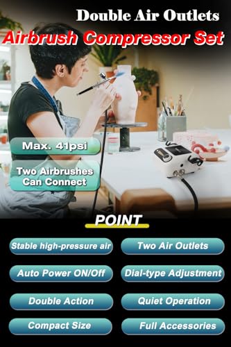 Airbrush Kit with Dual Outlets