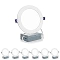 Meconard 6 Pack 6 Inch Ultra-Thin LED Recessed Ceiling Light, 3000K/4000K/5000K Selectable, Dimmable 12W=110W, 1050LM, IC Rated Can-Killer Downlights with Junction Box, ETL and Energy Star Listed