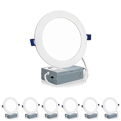 Meconard 6 Pack 6 Inch Ultra-Thin LED Recessed Ceiling Light, 3000K/4000K/5000K Selectable, Dimmable 12W=110W, 1050LM, IC Rated Can-Killer Downlights with Junction Box, ETL and Energy Star Listed