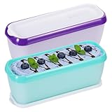 Huiguli 2 Pezzi Contenitori per Gelato da 1.5L con Coperchi, Vaschette per Gelato Riutilizzabili, Contenitori Gelato Freezer per Yogurt Gelato e Sorbetto Fatti in Casa, Senza BPA