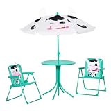 Outsunny Kids Table and Chair Set with Umbrella