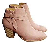 PiePieBuy Women's Top Fashion Waterproof Combat Rain Duck Boots Shoes Lace Up Ankle Booties Faux Leather, Pink, 7