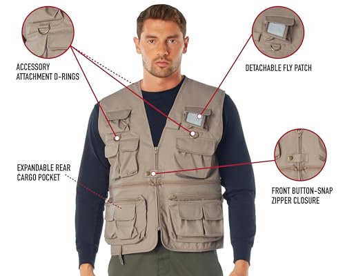 Rothco Uncle Milty Travel Vest – 17 Utility Pockets – Lightweight Outdoor Cargo Vest for Fishing, Photography, Hunting, Camping, Hiking, and More – Olive Drab – XL - Thumbnail 5