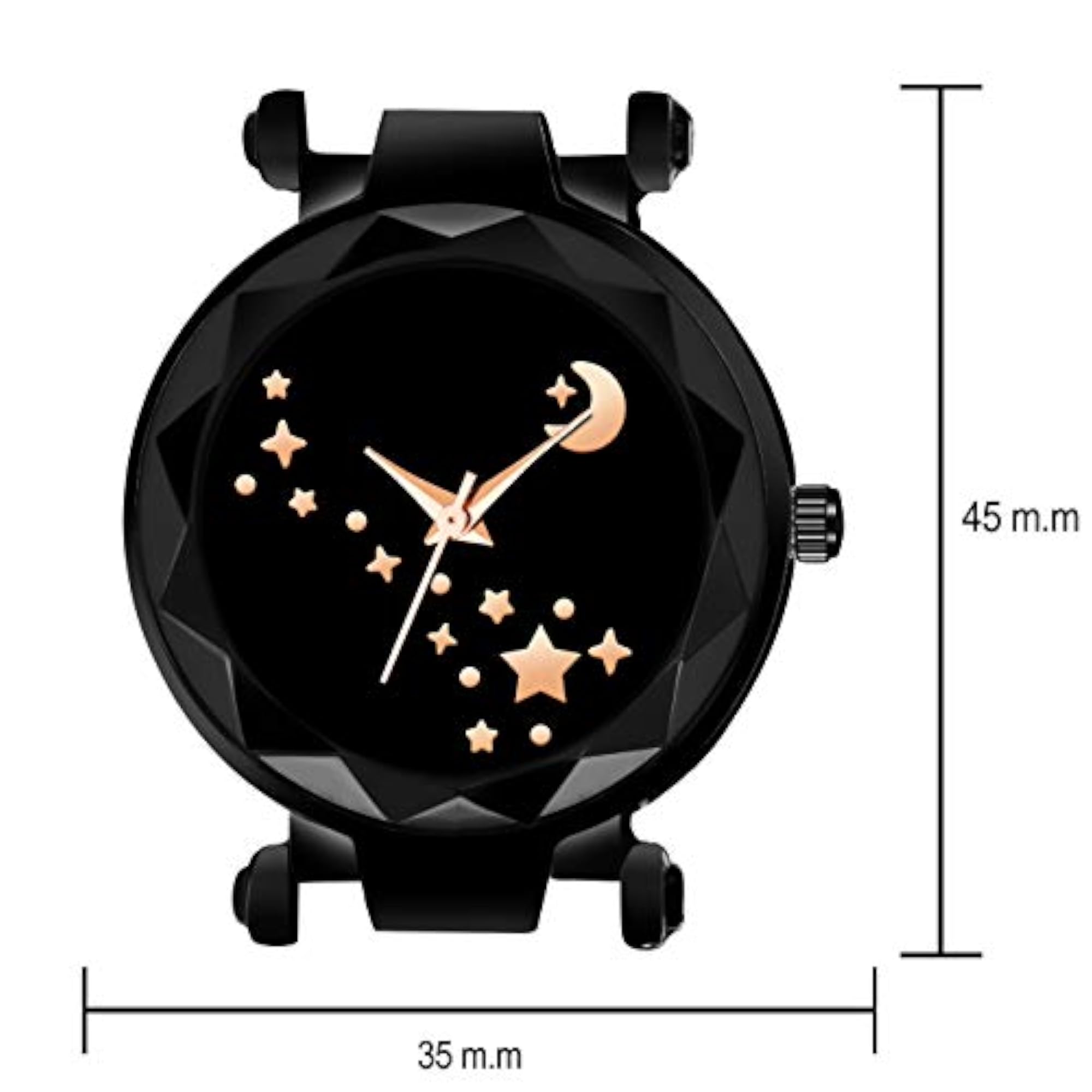 Women's Black Round Diamond Dial Magnet Belt Watch