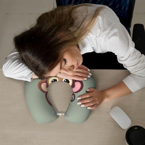 Almohada de viaje con diseño de mono y espuma viscoelástica miniatura 7