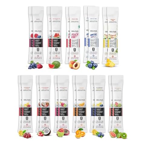 ALL 11 FLAVORS Powder Packet Variety Pack - Pack of 22 - All 11 flavors: Peach Vibe, Tropical Vibe, Arctic Vibe, Watermelon Ice, Orange, Blueberry Lemonade, Strawberry Coconut, Berry, Dragonfruit Lime, Kiwi Guava Lime, Cranberry Lemon - Zero Sugar Electrolytes Powder - Vitamins Enhanced Cover