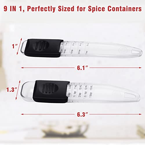 Professional Adjustable Measuring Spoons Set of 2#2258, Fits in Spice Jars, Teaspoon Measuring Spoons 9 in 1 for Dry and Liquid, BPA- free & Dishwasher Safe - Image 4
