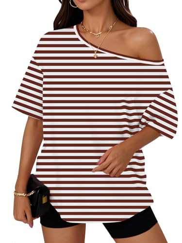 Image of Trendy Queen Womens Off the Shoulder Tops Oversized Summer Spring T-Shirts 2026
