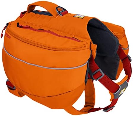 Ruffwear, Approach Pack Dog Backpack, Weight‑Forward Saddlebags with Flopper Stoppers, 5‑Point Adjustable Fit, Padded Handle, Dual Leash Points, Reflective Trim, Campfire Orange, Large/X-Large