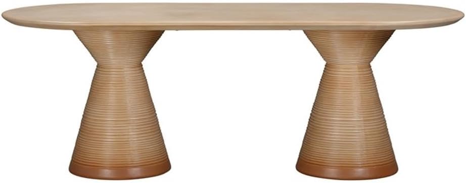 Pemberly Row Oval Stone Dining Table, Terracotta Finish, 86.8 in x 36.3 in x 30.5 in, Indoor/Outdoor Use, Concrete Construction, Seats 8, Midcentury Style Patio or Dining Room Table