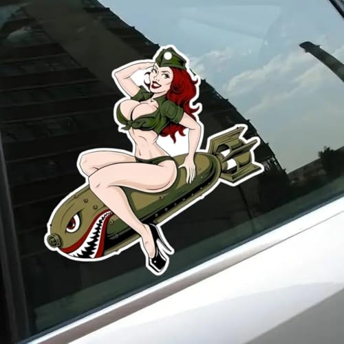 2pcs Waterproof PVC Stickers, 4.92"x5.12", Creative Soldier Pin-up Design, Funny Cartoon Vinyl Decal for Cars, Walls, Laptops, Bumpers, Trucks, Motorcycles, Perfect Patriotic Gift | #AZ225