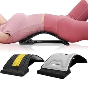 Back Stretcher with Lumbar Support Board for Back Pain Relief – Dual-Sided Adjustable Spinal Decompression & Cracker Device (Yellow)