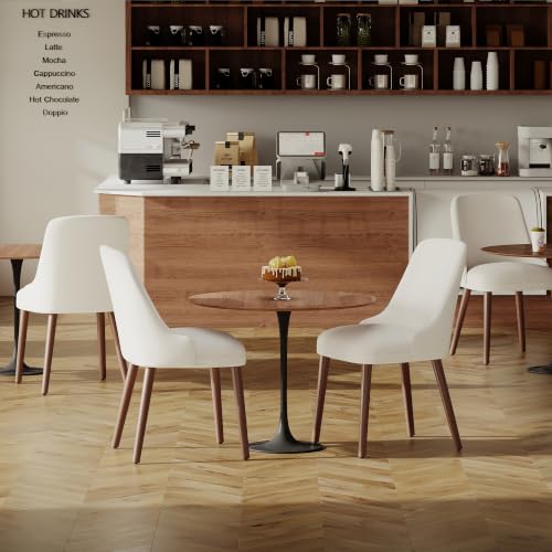 Image of MALOL Upholstered Dining Chairs Set of 2, High-Back Dining Room Chair with Wood Legs, Padded Kitchen Chairs for Dining Room /Restaurant /Cafe, Beige
