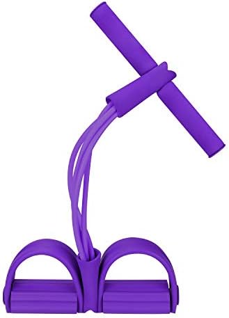Sit-Up Pull Rope 4 Tube Foot Pedal Exerciser Resistance Band Tummy Trainer Abdomen Waist Arm Leg Tummy Stretching Slimming Training Bodybuilding Expander Yoga Home Gym Fitness Equipment