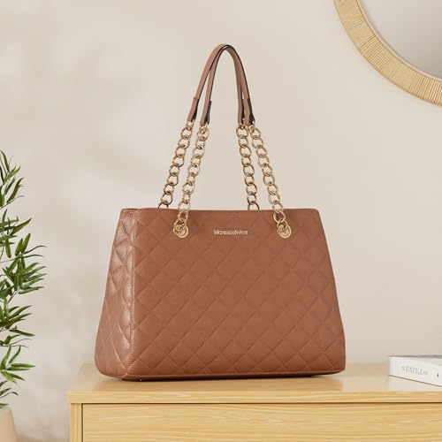 Image of Montana West MEDIUM Tote Bag for Women Quilted Chain Handbags Shoulder Purse