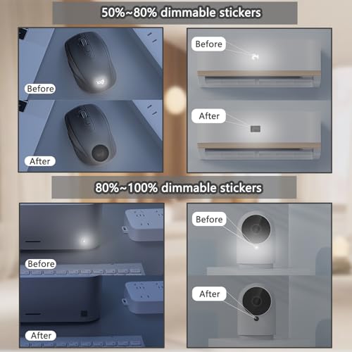 LED Light Blocking Stickers, Blackout Stickers Light Dimming Stickers for Electronics Blackout Stickers for Routers LED Covers Blackout (2 Sheets Cut and 2 Sheets Whole)