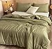 ROSGONIA Queen Comforter Set Olive Green, 3pcs Bedding Sets Queen (1 Boho Olive Comforter & 2 Pillowcases), All Season Lightweight Blanket Quilt