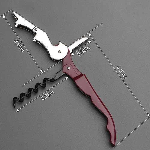 Uaorexplo Wine Key, Black&WineRed, 2PCS, Waiter Corkscrew Wine Opener Manual, Double Hinged with Foil Cutter, Light and Foldable Wine Bottle Opener for Servers, Waiters, Bartenders and Sommeliers - Thumbnail 6