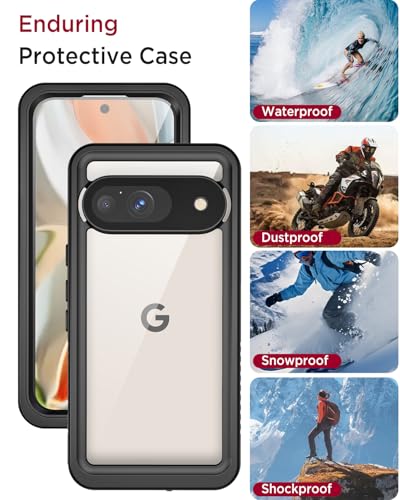Image of Miimall Cases for Google Pixel 9 Case Waterproof, [IP68 Waterproof & Military Grade Shockproof][Built-in Screen Protector] Dustproof Full Body Shockproof Rugged Cover Case for Pixel 9 6.3 inch