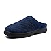 Slippers for Men Memory Foam Warm Cozy Slip On Home House Shoes Rubber Sole Non-Slip Indoor Outdoor Winter (9, Navy)
