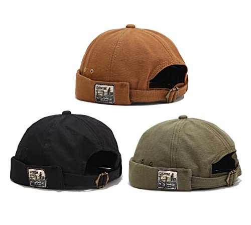 Bonnet rétro en coton sans bord homme miki docker style vintage ajustable