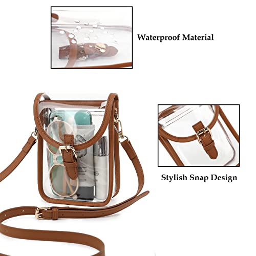 Image of FAIME Small Clear Bag Stadium Approved, Clear Crossbody Cell Phone Purses Bag with Adjustable Strap for Concerts