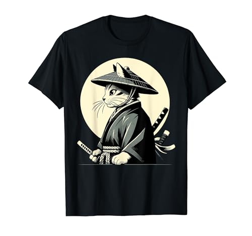 Samurai Cat Warrior Watchful Japanese Ninja Artes Marciales Camiseta